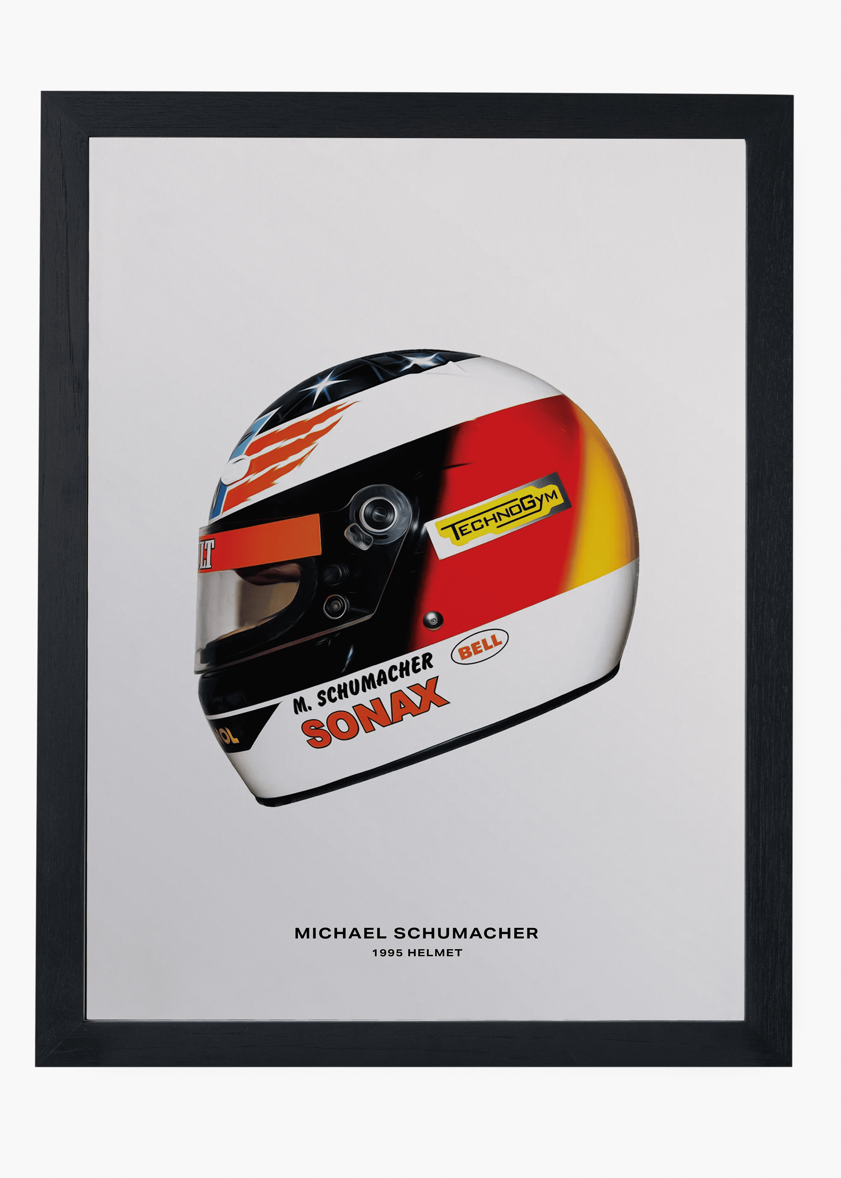 Quadro decorativo Michael Schumacher 1995 — arte de automobilismo para parede | Cübe Quadros