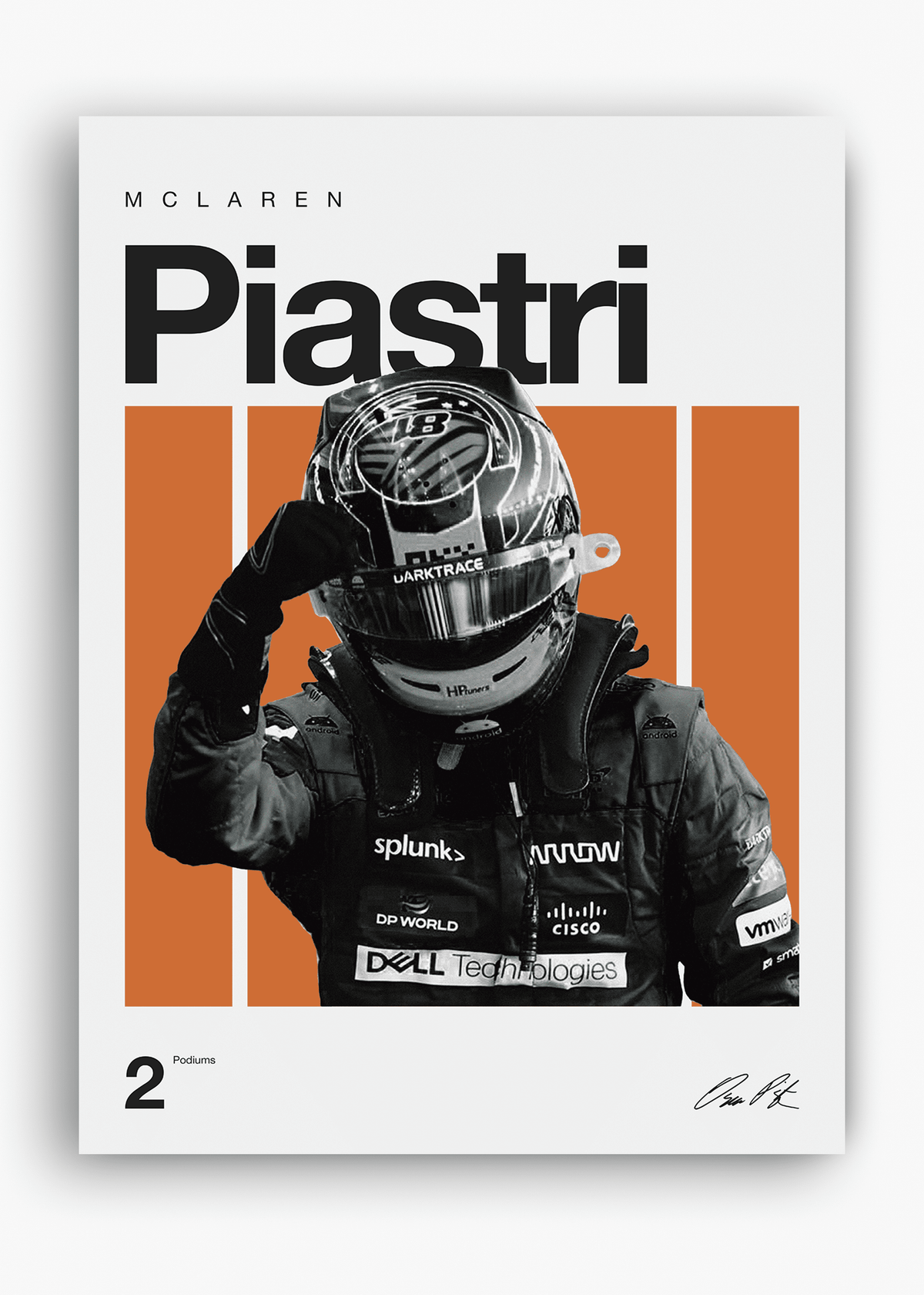 Quadro decorativo Oscar Piastri F1 — arte de automobilismo para parede | Cübe Quadros
