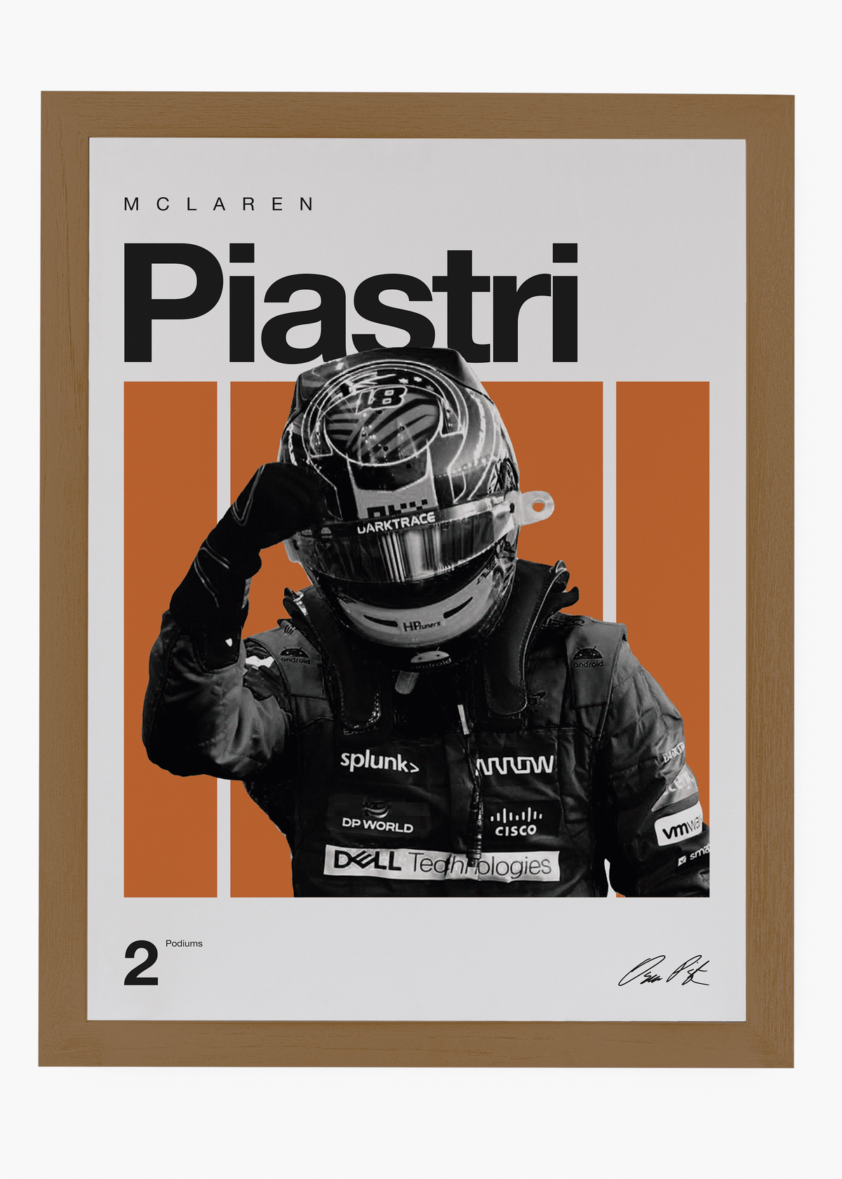 Quadro decorativo Oscar Piastri F1 — arte de automobilismo para parede | Cübe Quadros