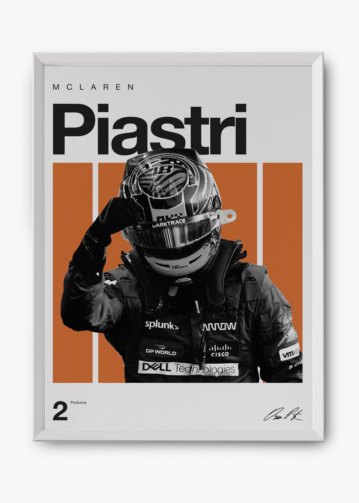 Quadro decorativo Oscar Piastri F1 — arte de automobilismo para parede | Cübe Quadros