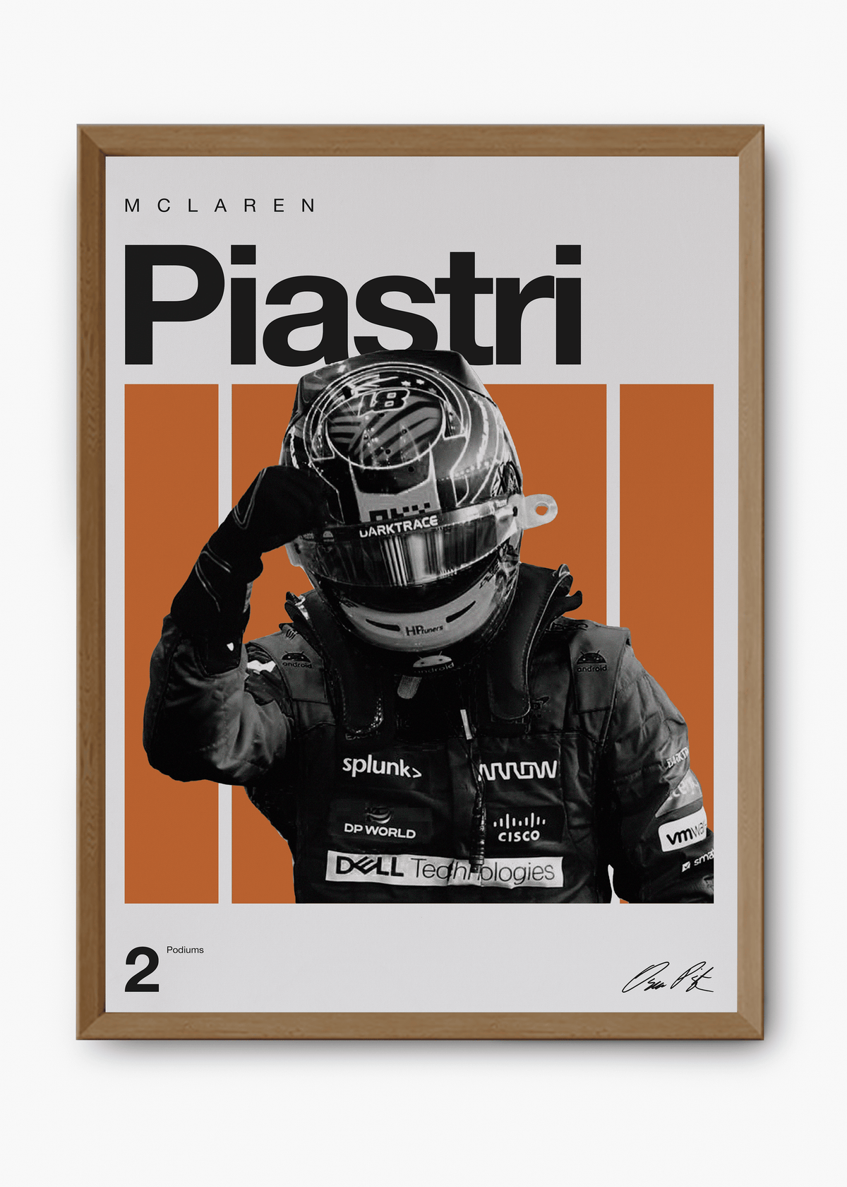 Quadro decorativo Oscar Piastri F1 — arte de automobilismo para parede | Cübe Quadros