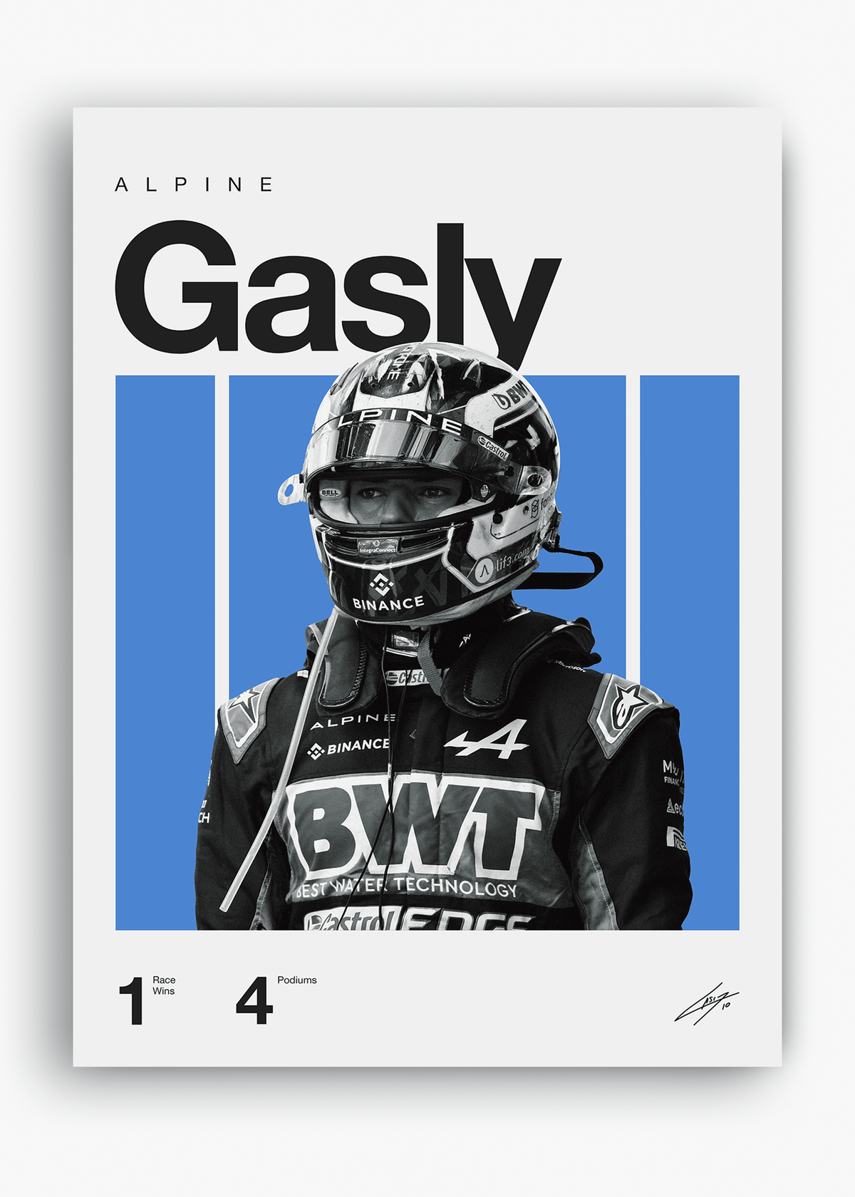 Quadro decorativo Pierre Gasly F1 — arte de automobilismo para parede | Cübe Quadros