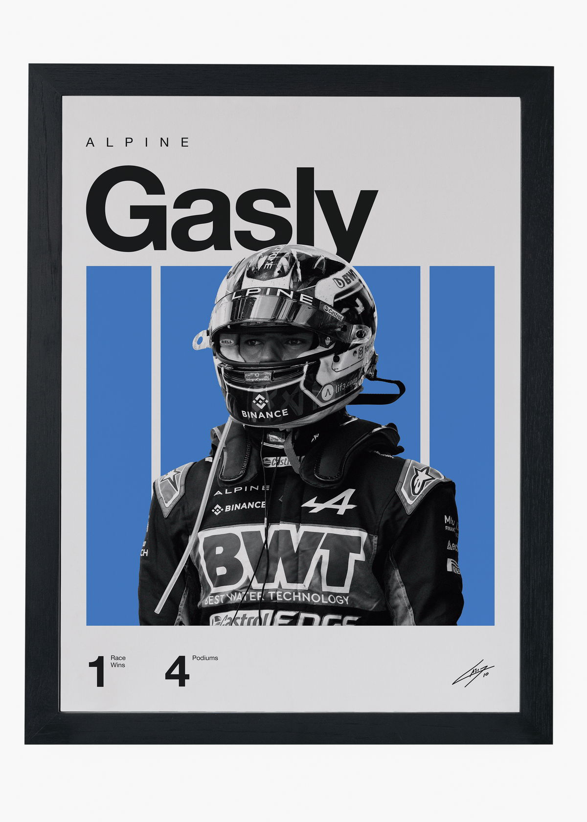 Quadro decorativo Pierre Gasly F1 — arte de automobilismo para parede | Cübe Quadros