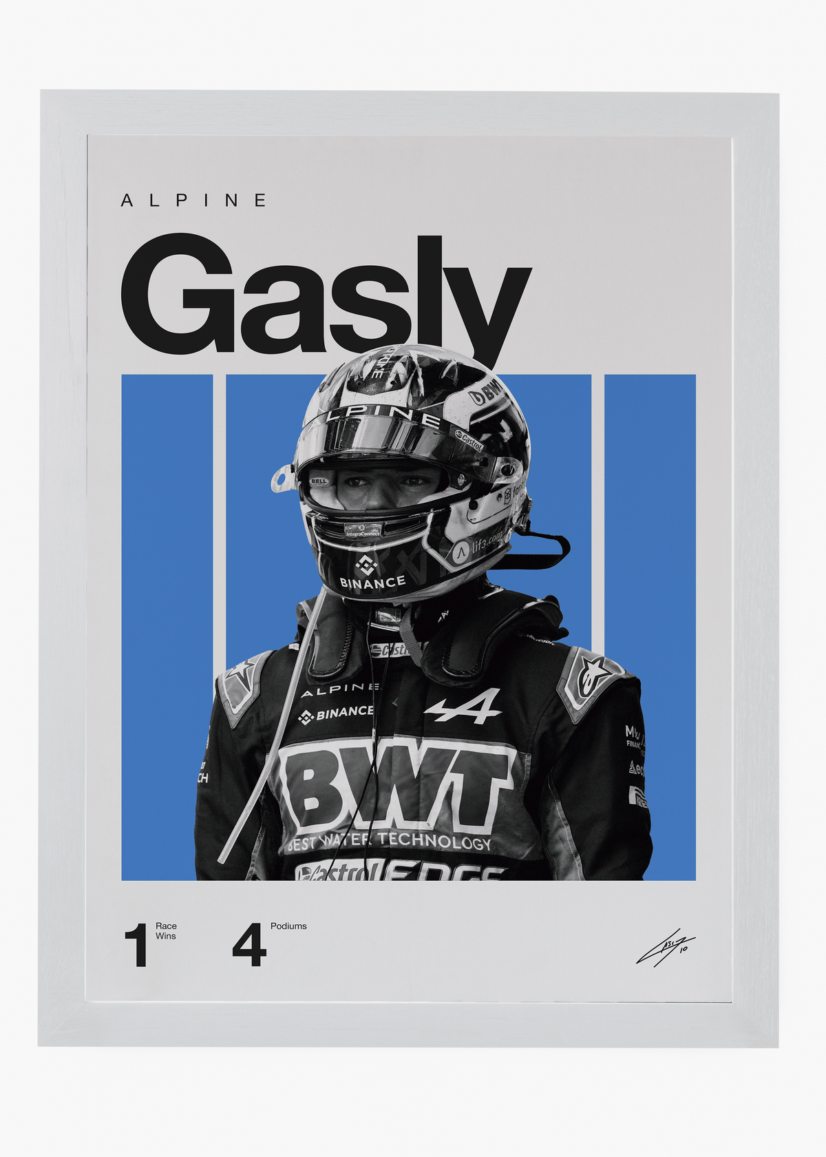 Quadro decorativo Pierre Gasly F1 — arte de automobilismo para parede | Cübe Quadros