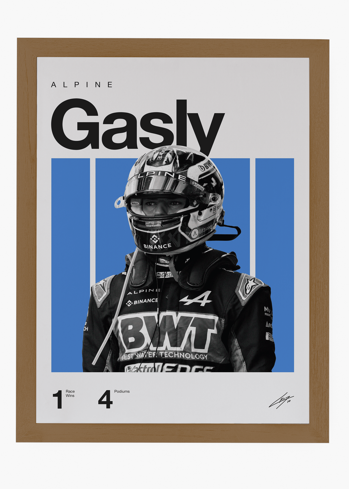 Quadro decorativo Pierre Gasly F1 — arte de automobilismo para parede | Cübe Quadros