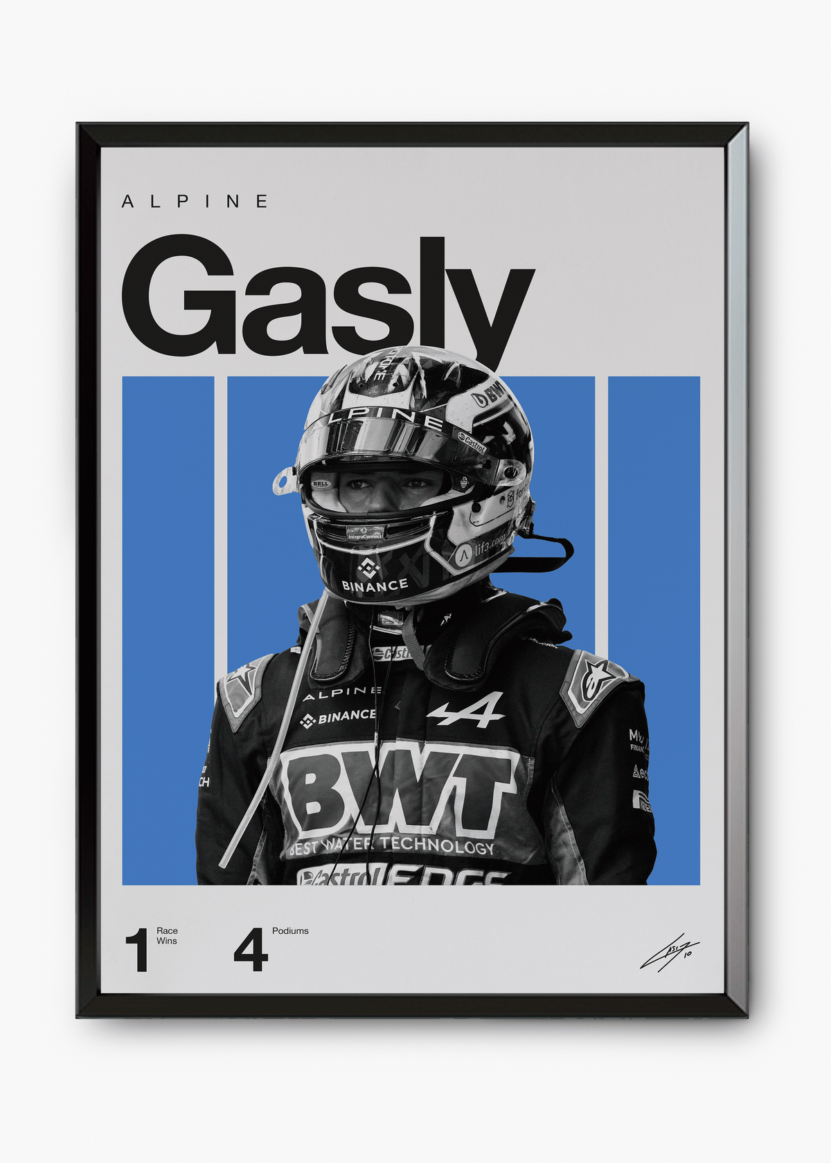 Quadro decorativo Pierre Gasly F1 — arte de automobilismo para parede | Cübe Quadros