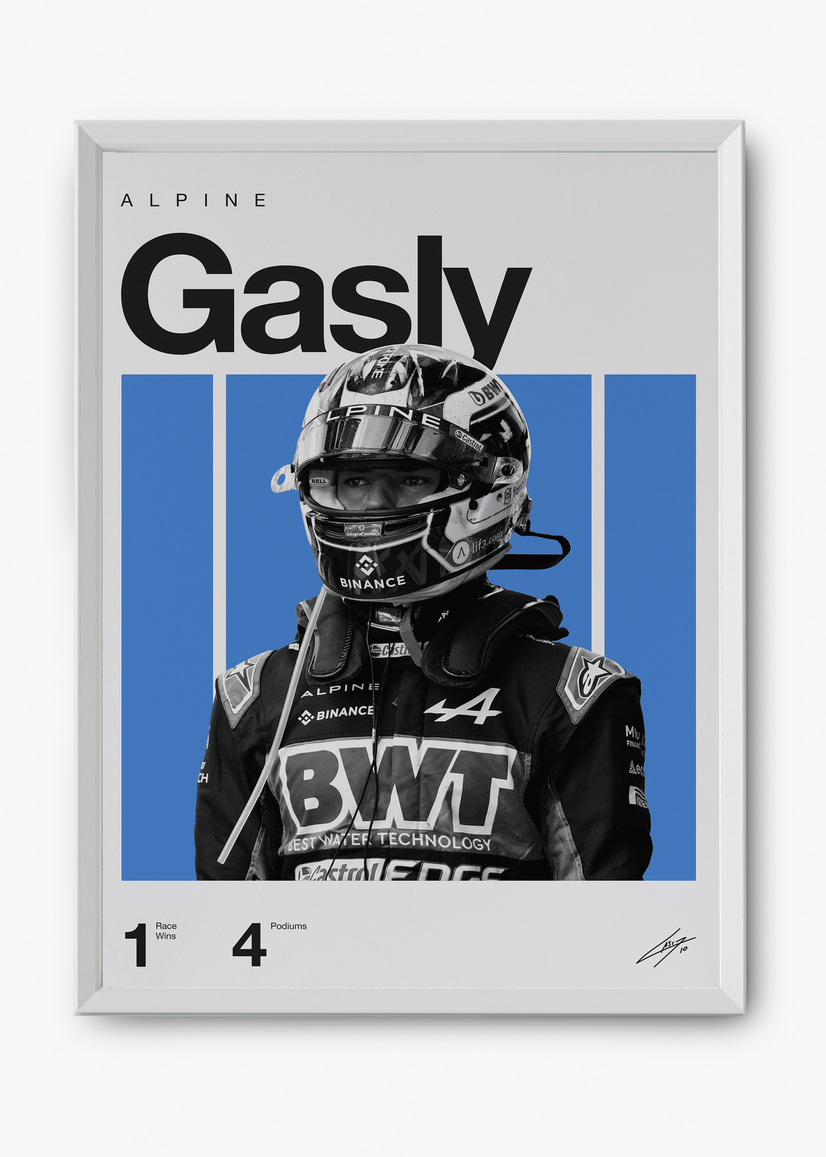 Quadro decorativo Pierre Gasly F1 — arte de automobilismo para parede | Cübe Quadros