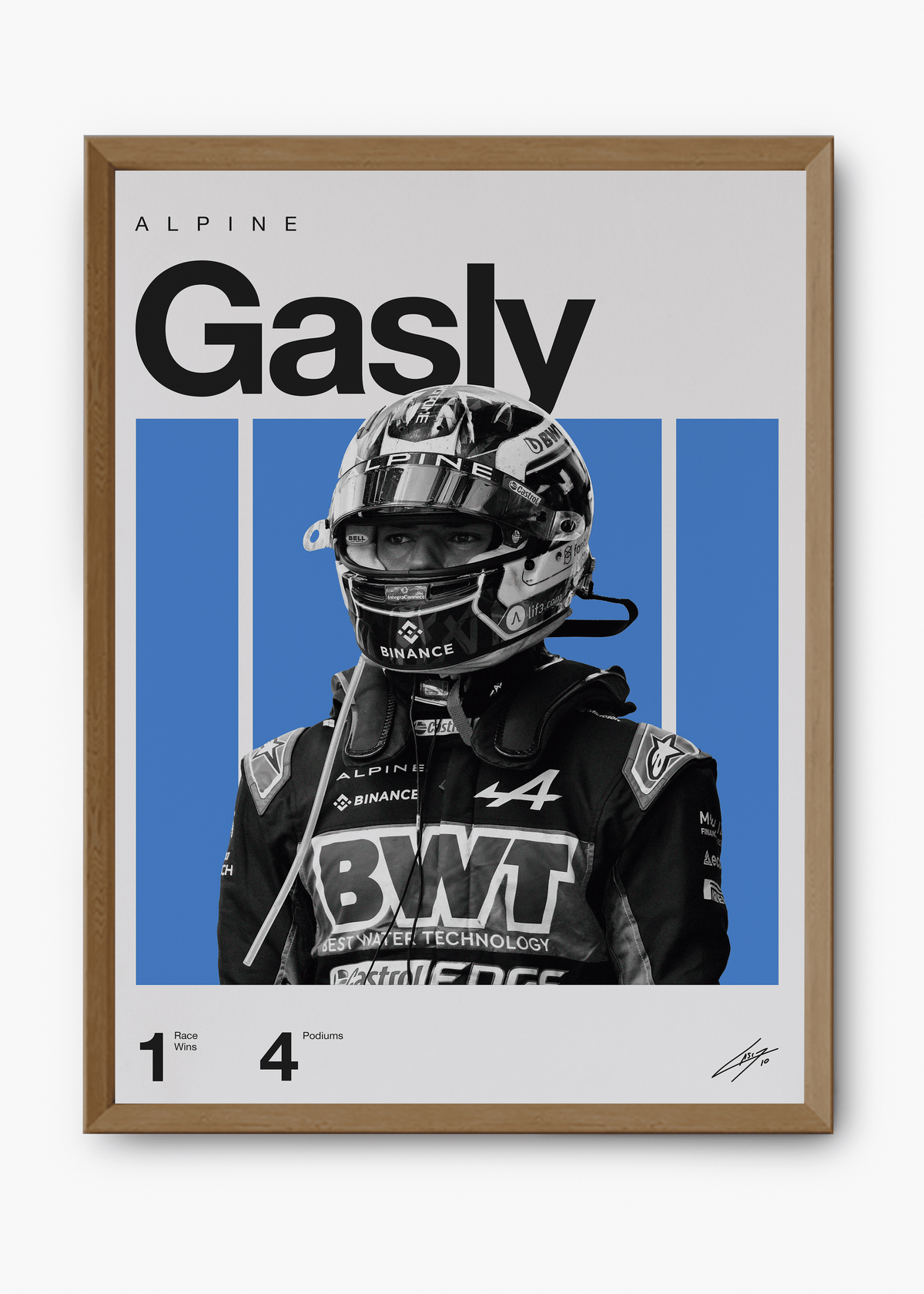 Quadro decorativo Pierre Gasly F1 — arte de automobilismo para parede | Cübe Quadros
