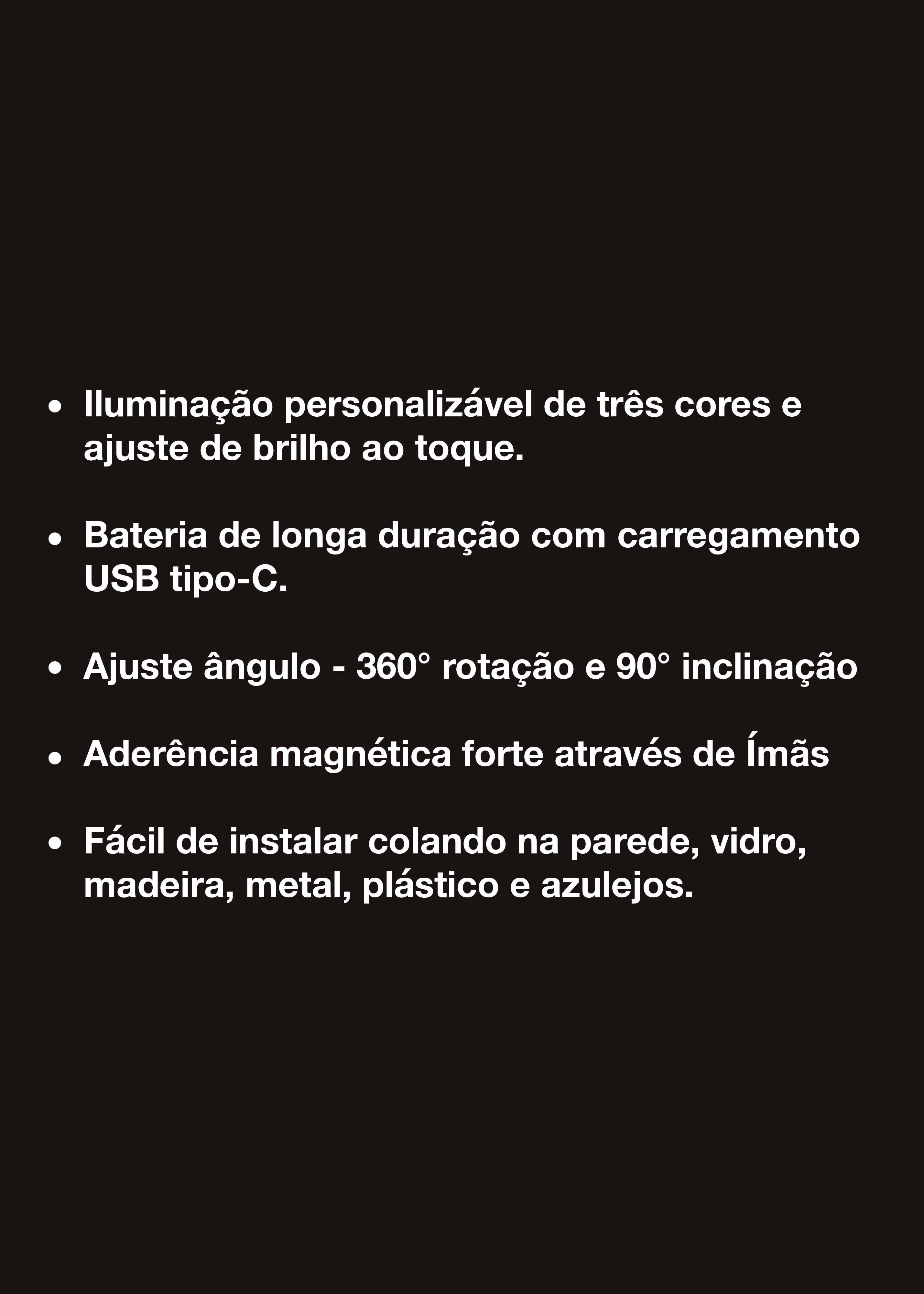 Luminária LED de Parede Recarregável