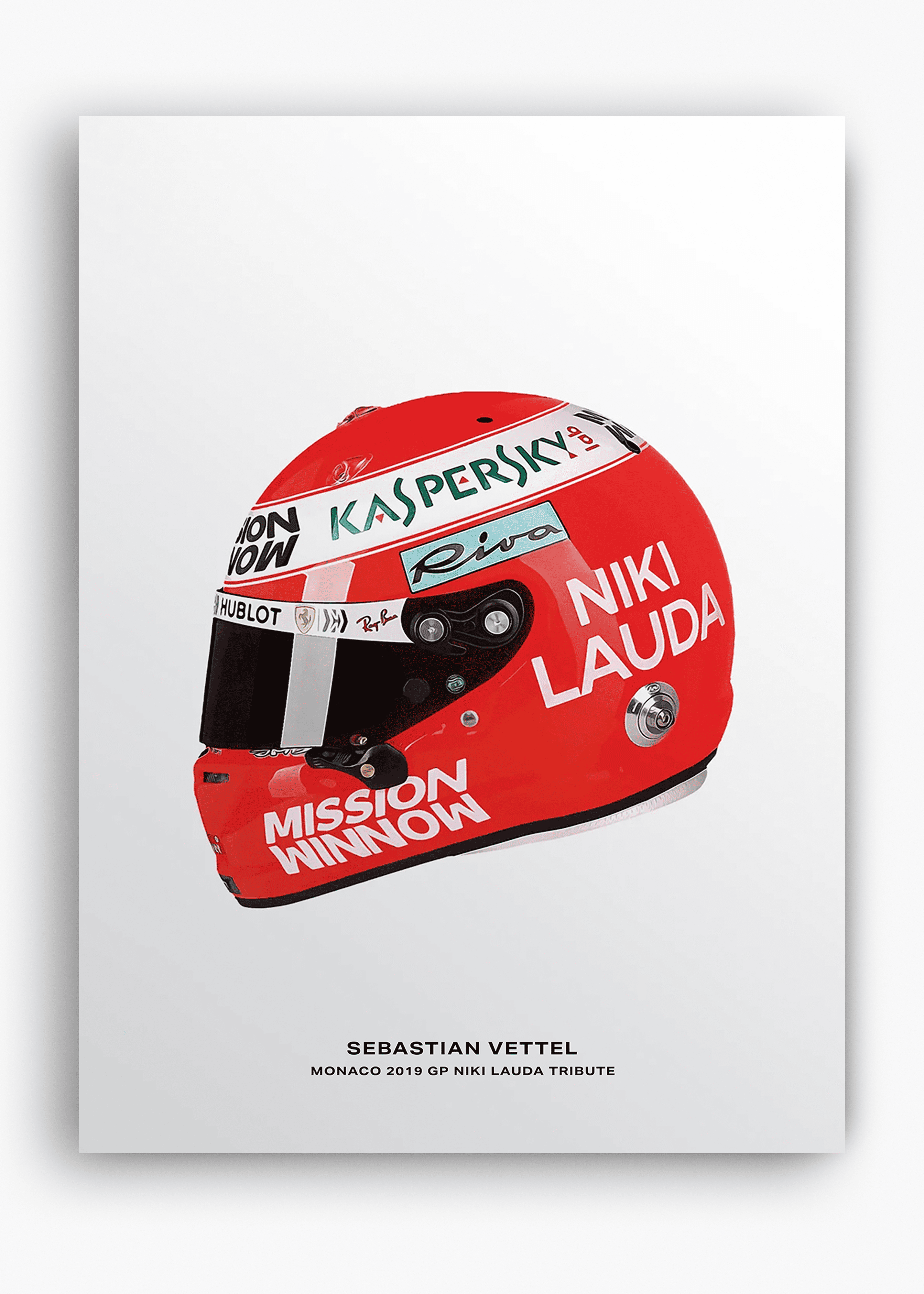 Quadro decorativo Sebastian Vettel Niki Lauda Tribute — arte de automobilismo para parede | Cübe Quadros