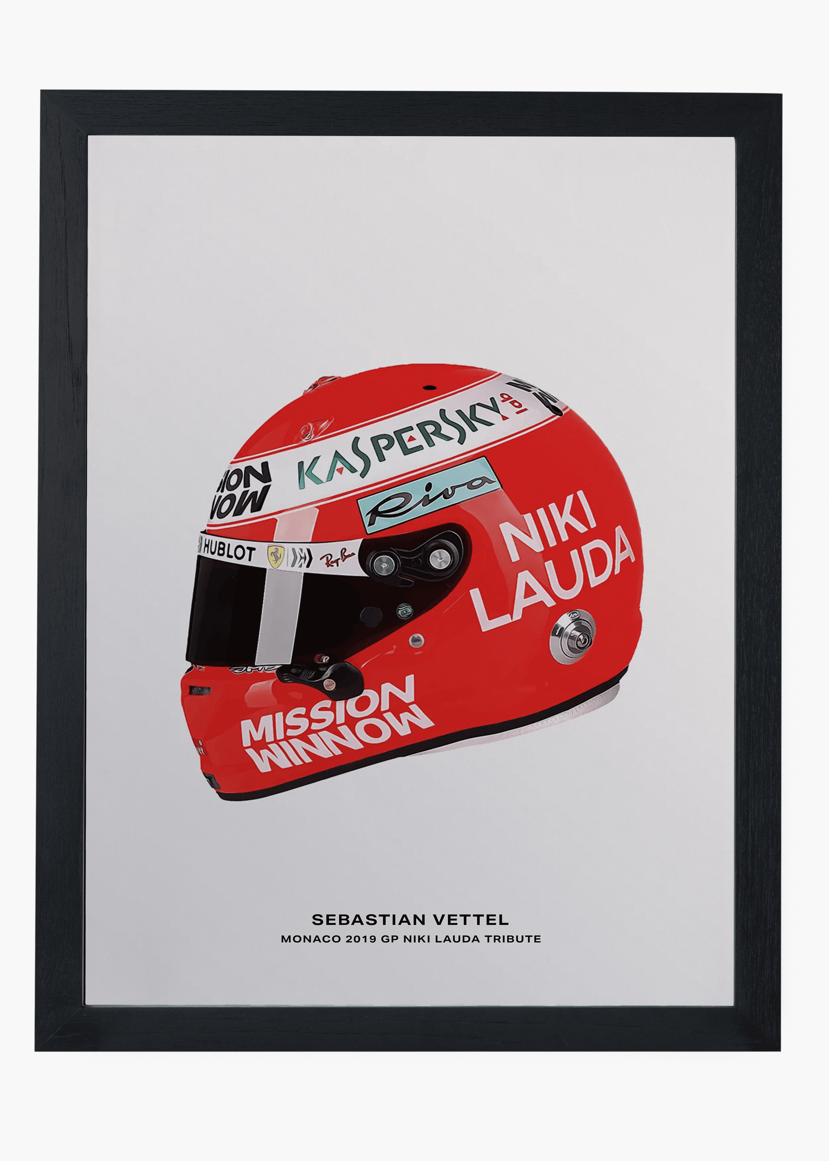 Quadro decorativo Sebastian Vettel Niki Lauda Tribute — arte de automobilismo para parede | Cübe Quadros