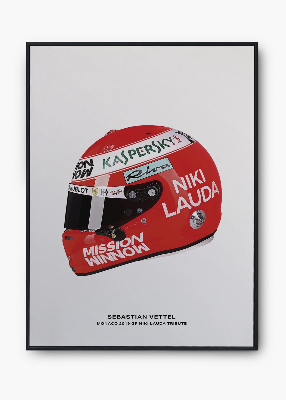 Quadro Capacete Sebastian Vettel 2019 Niki Lauda Tribute Fórmula 1