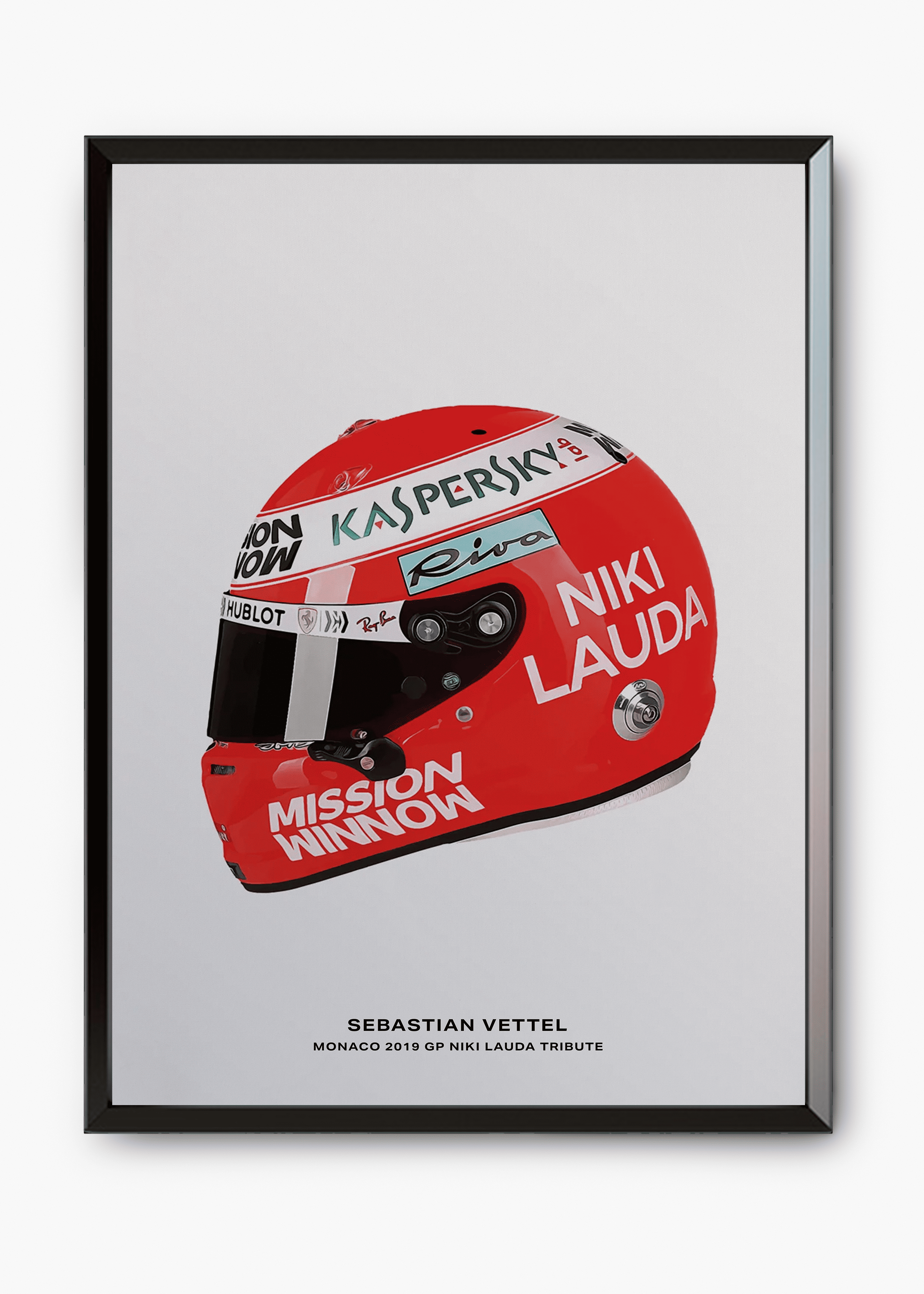 Quadro decorativo Sebastian Vettel Niki Lauda Tribute — arte de automobilismo para parede | Cübe Quadros