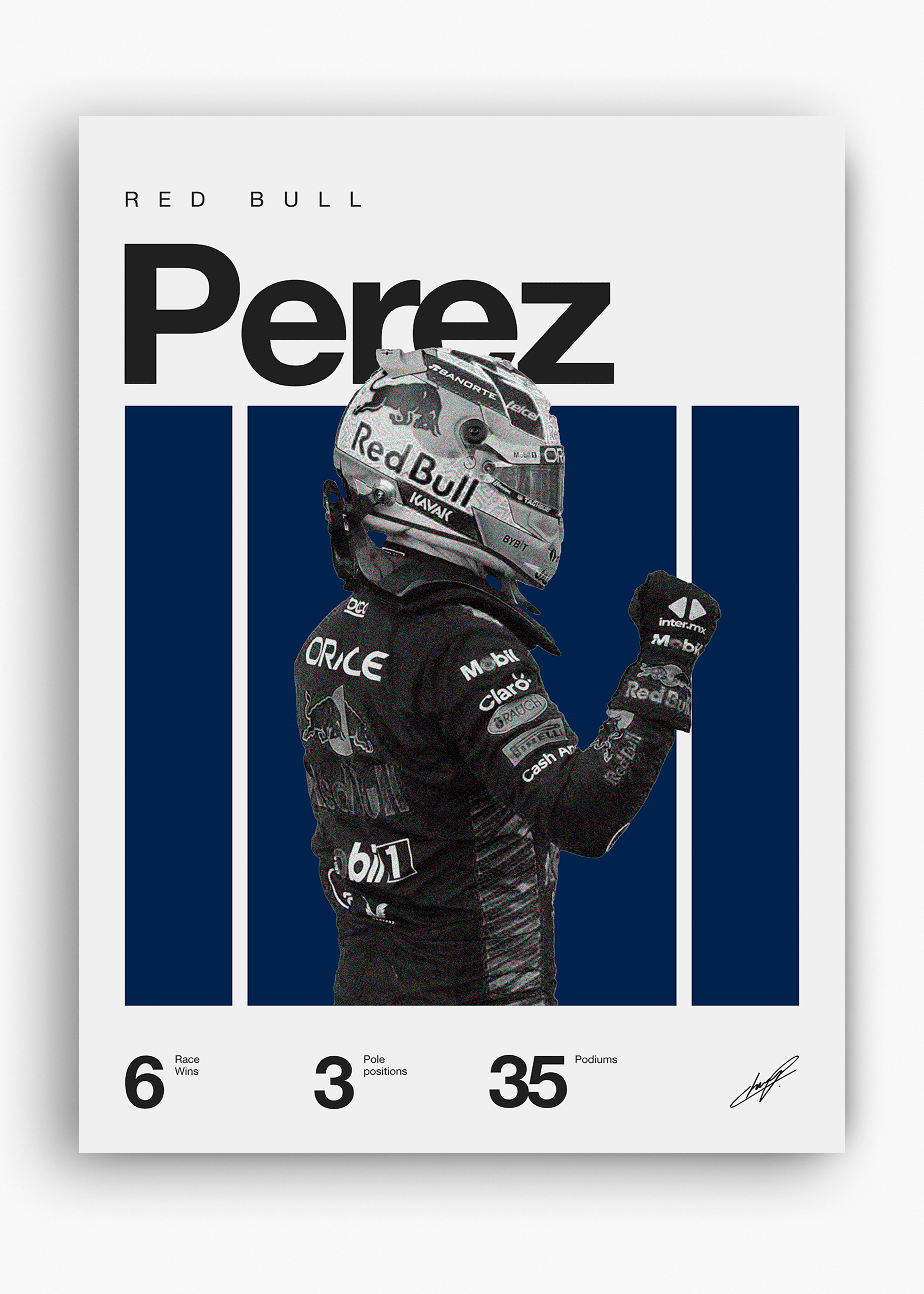 Quadro decorativo Sergio Perez F1 — arte de automobilismo para parede | Cübe Quadros