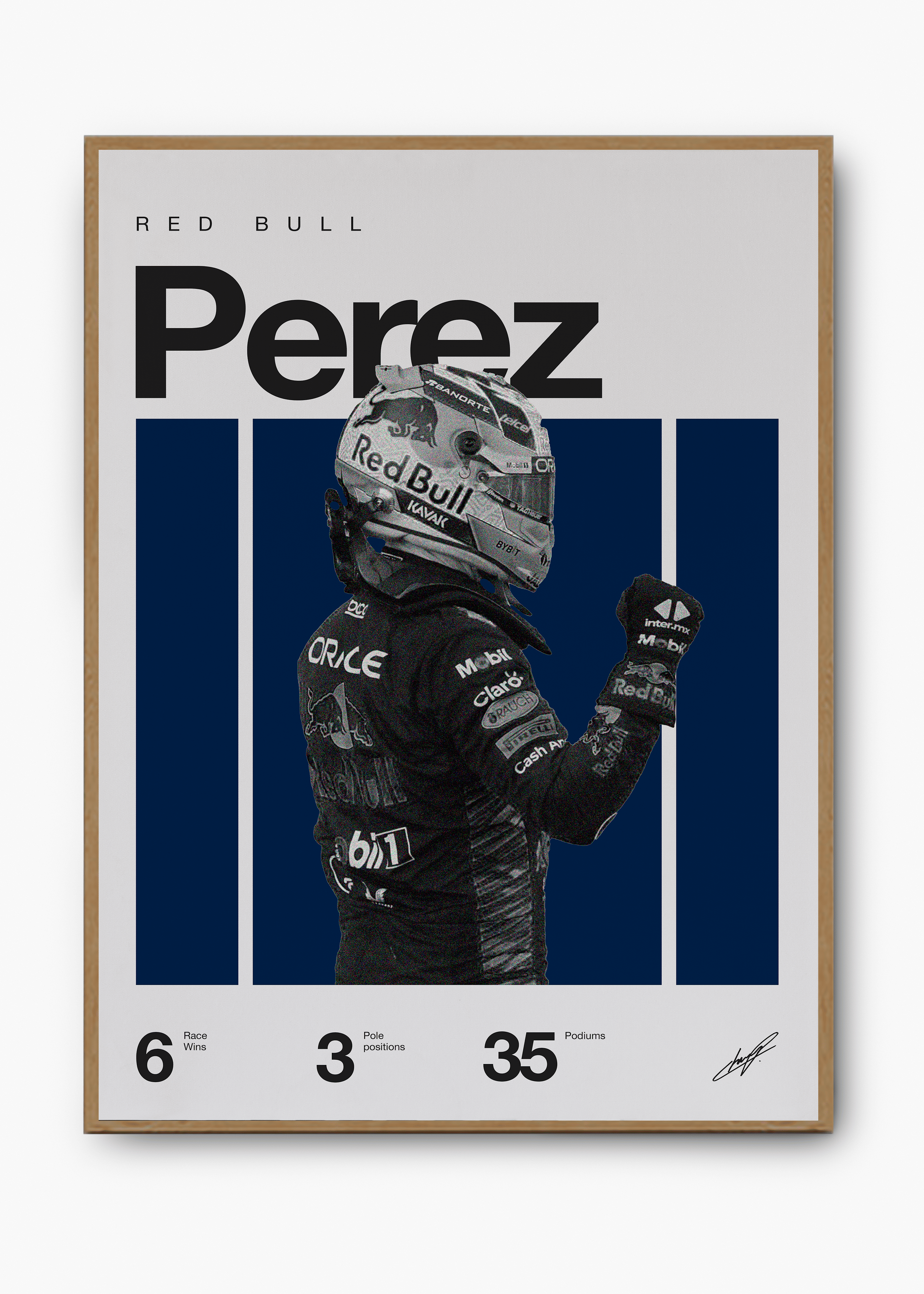 Quadro decorativo Sergio Perez F1 — arte de automobilismo para parede | Cübe Quadros