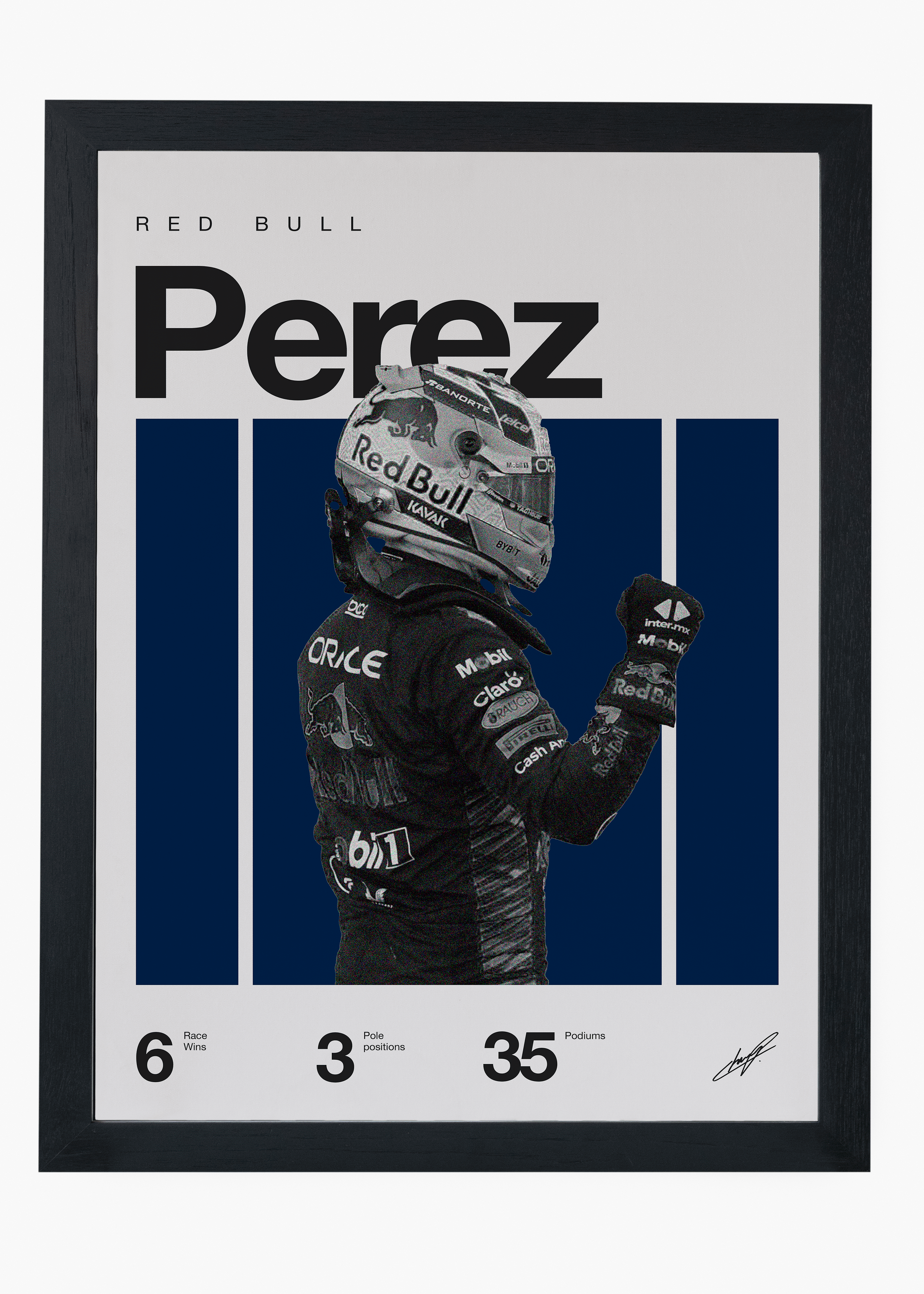 Quadro decorativo Sergio Perez F1 — arte de automobilismo para parede | Cübe Quadros