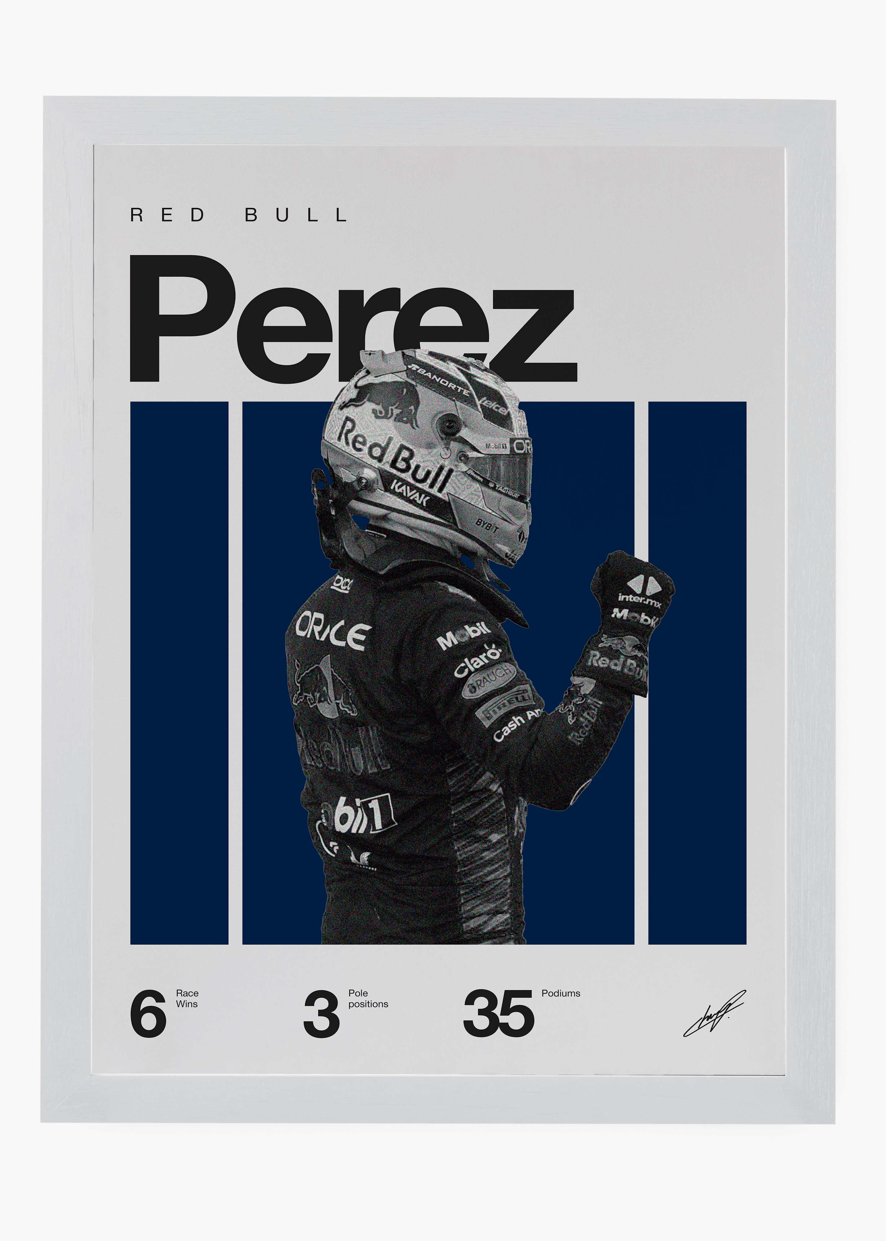 Quadro decorativo Sergio Perez F1 — arte de automobilismo para parede | Cübe Quadros