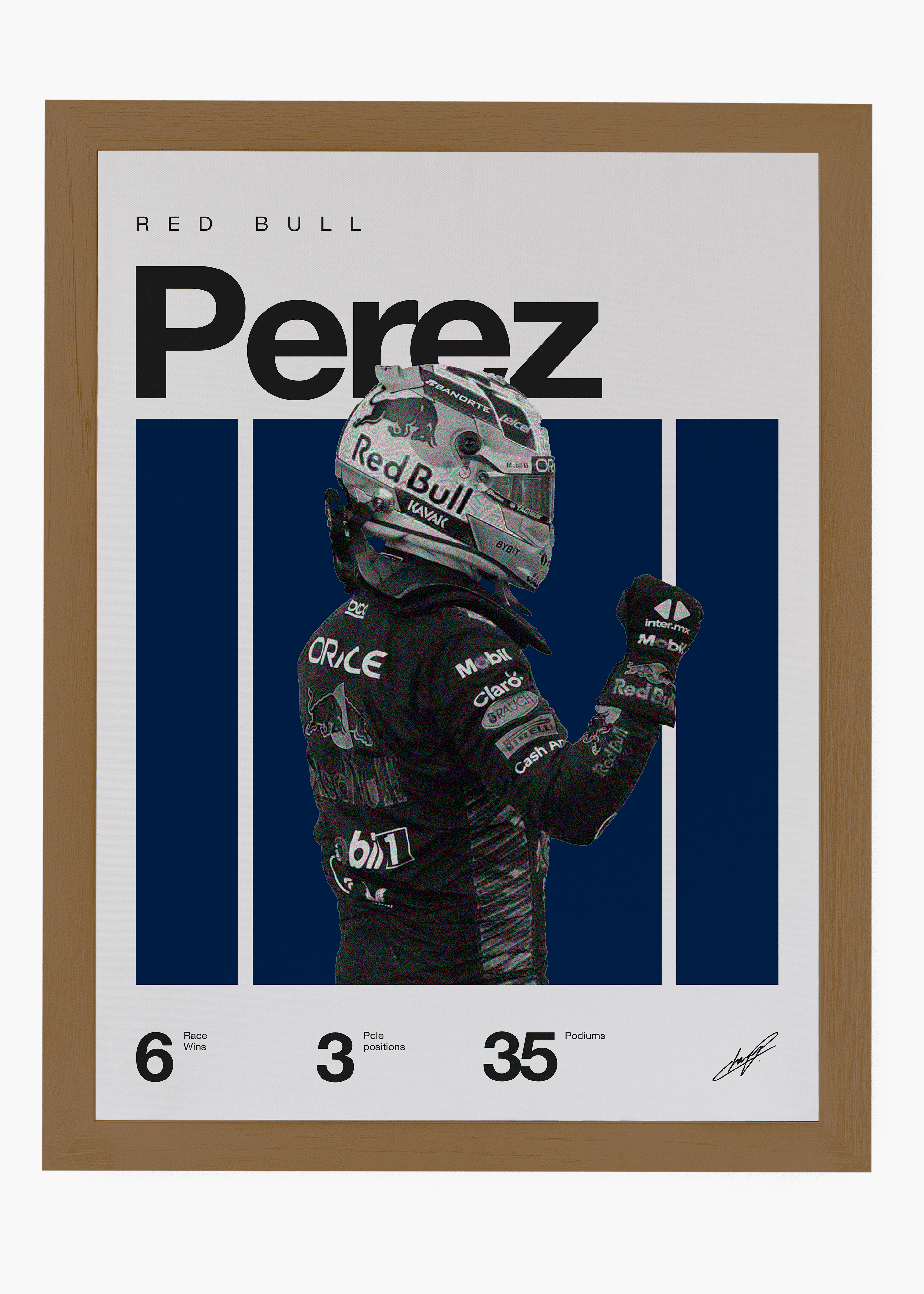 Quadro decorativo Sergio Perez F1 — arte de automobilismo para parede | Cübe Quadros