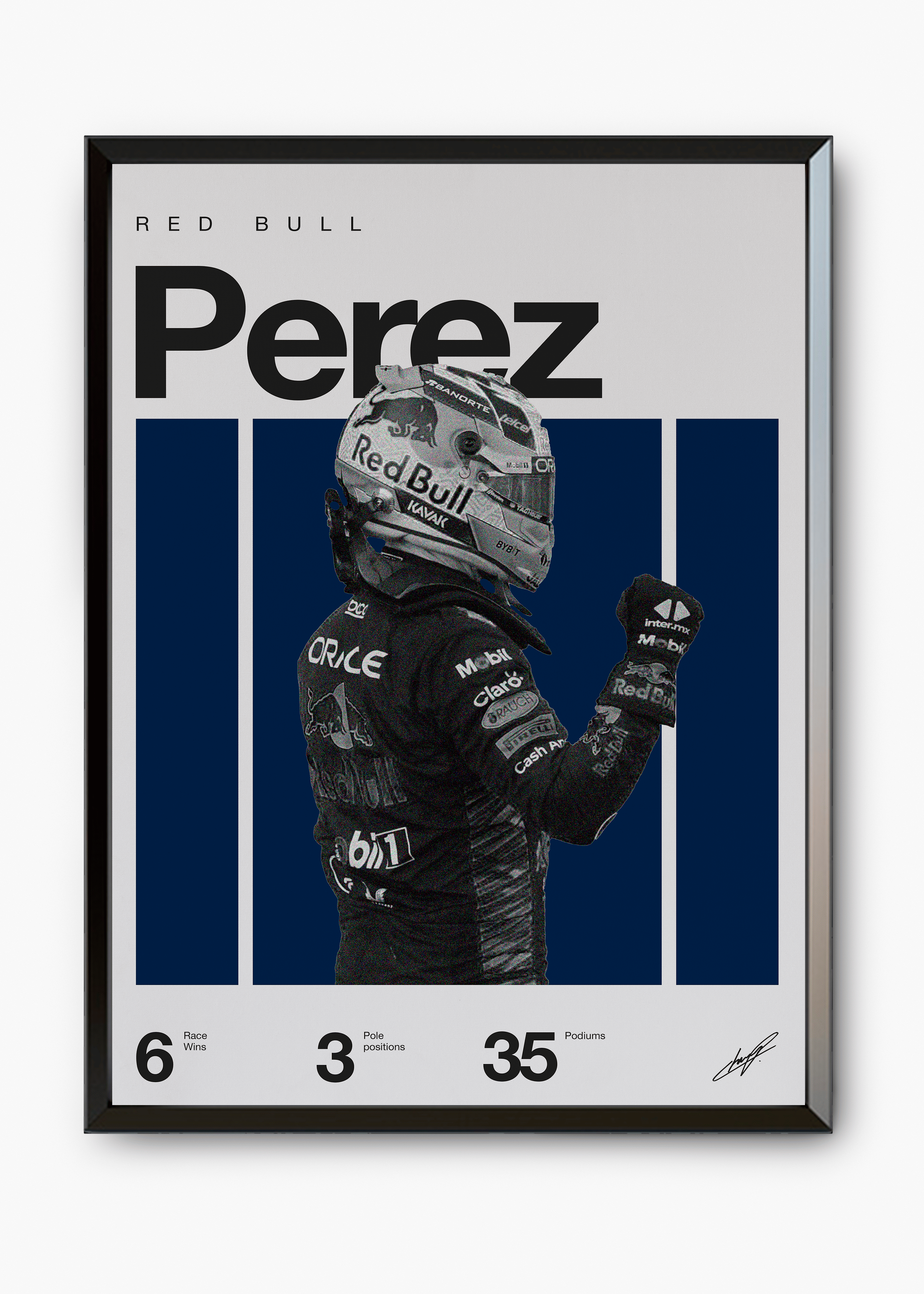 Quadro decorativo Sergio Perez F1 — arte de automobilismo para parede | Cübe Quadros