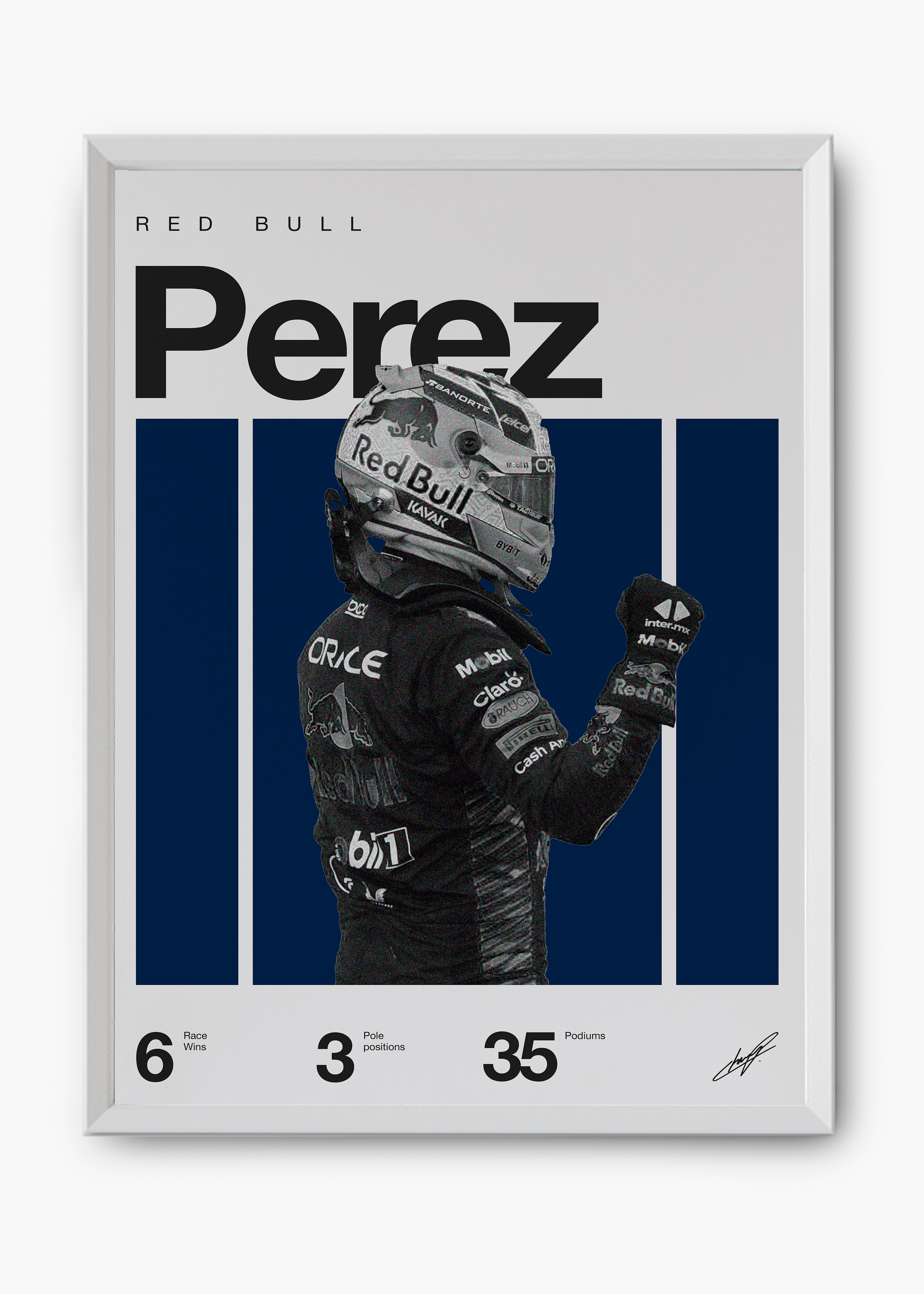 Quadro decorativo Sergio Perez F1 — arte de automobilismo para parede | Cübe Quadros