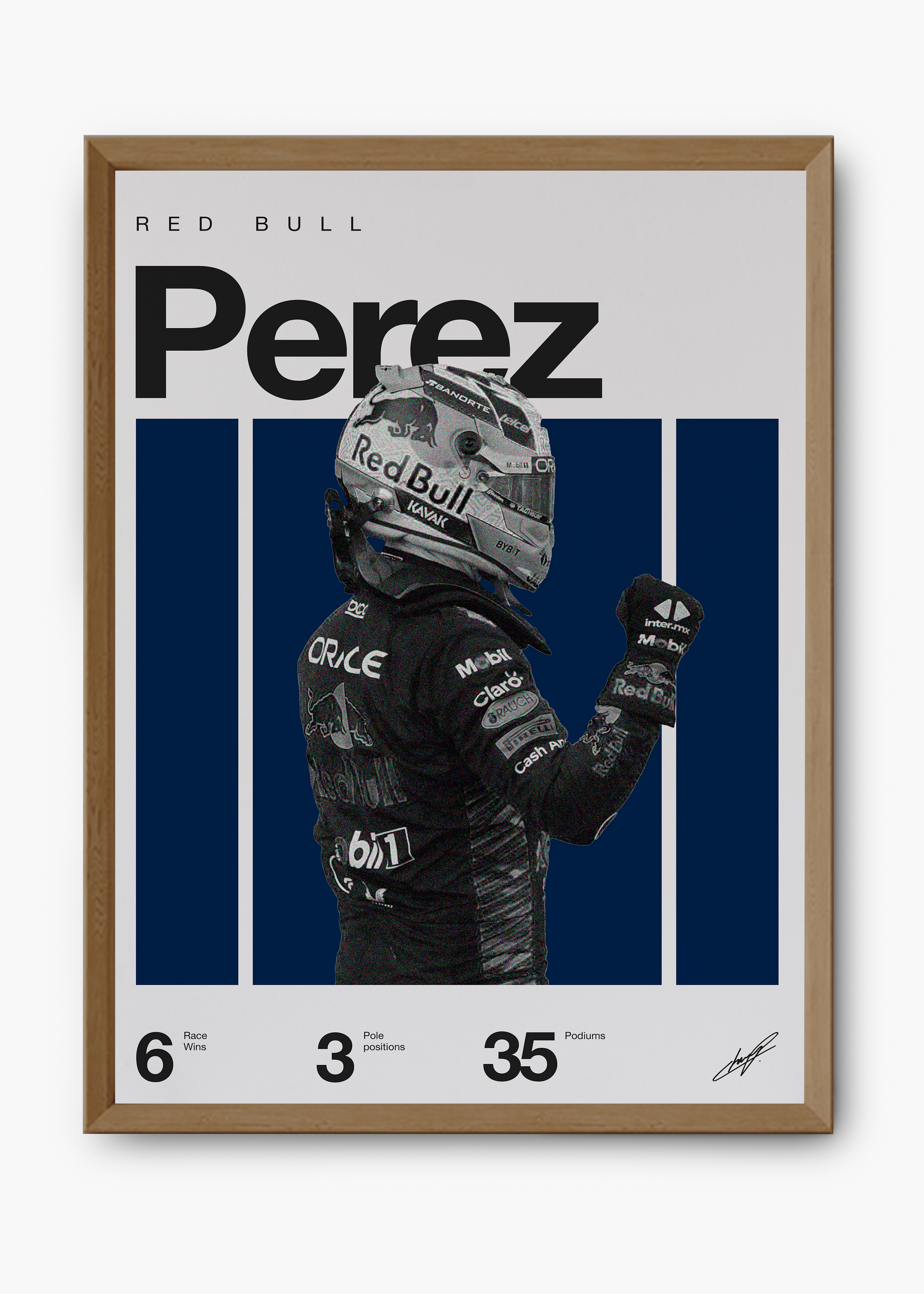 Quadro decorativo Sergio Perez F1 — arte de automobilismo para parede | Cübe Quadros