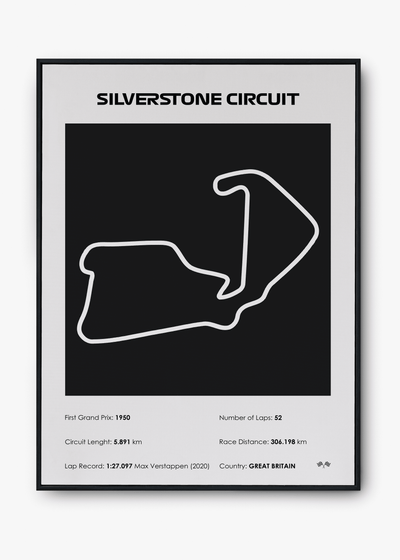 Quadro decorativo Silverstone Black — arte de automobilismo para parede | Cübe Quadros