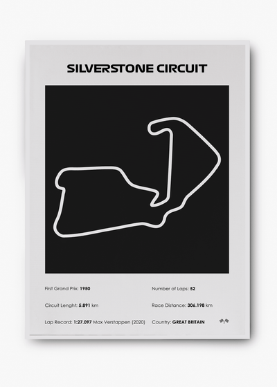 Quadro decorativo Silverstone Black — arte de automobilismo para parede | Cübe Quadros