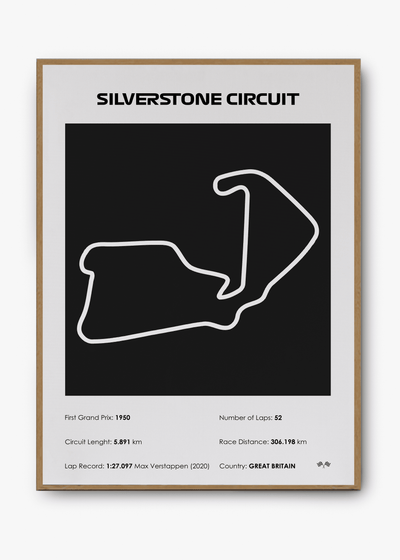 Quadro decorativo Silverstone Black — arte de automobilismo para parede | Cübe Quadros