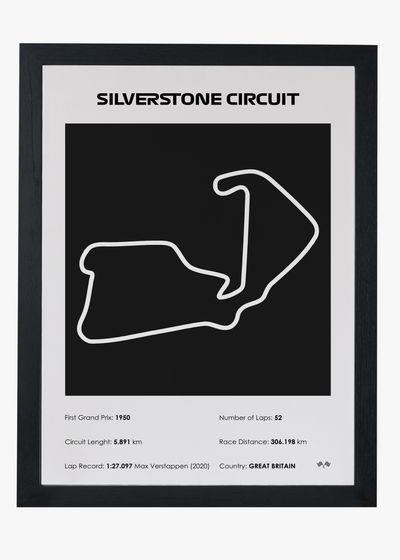 Quadro decorativo Silverstone Black — arte de automobilismo para parede | Cübe Quadros