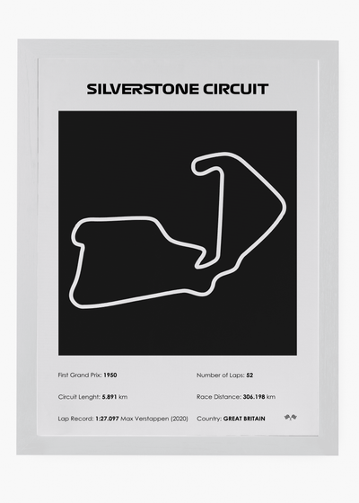 Quadro decorativo Silverstone Black — arte de automobilismo para parede | Cübe Quadros