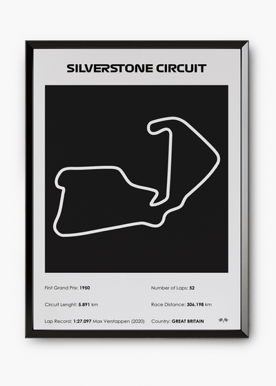 Quadro decorativo Silverstone Black — arte de automobilismo para parede | Cübe Quadros