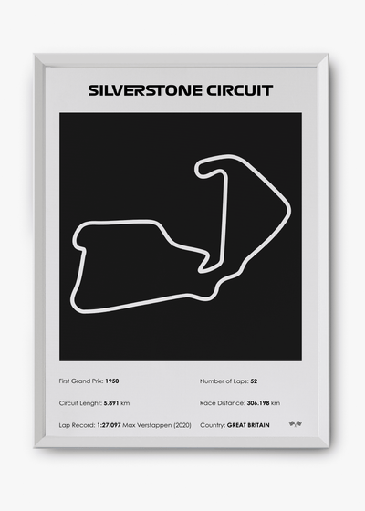 Quadro decorativo Silverstone Black — arte de automobilismo para parede | Cübe Quadros