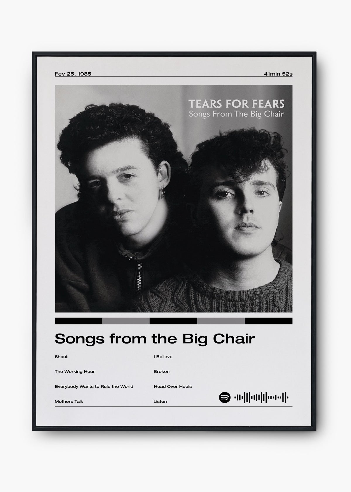 Quadro Tears For Fear Songs From The Big Chair