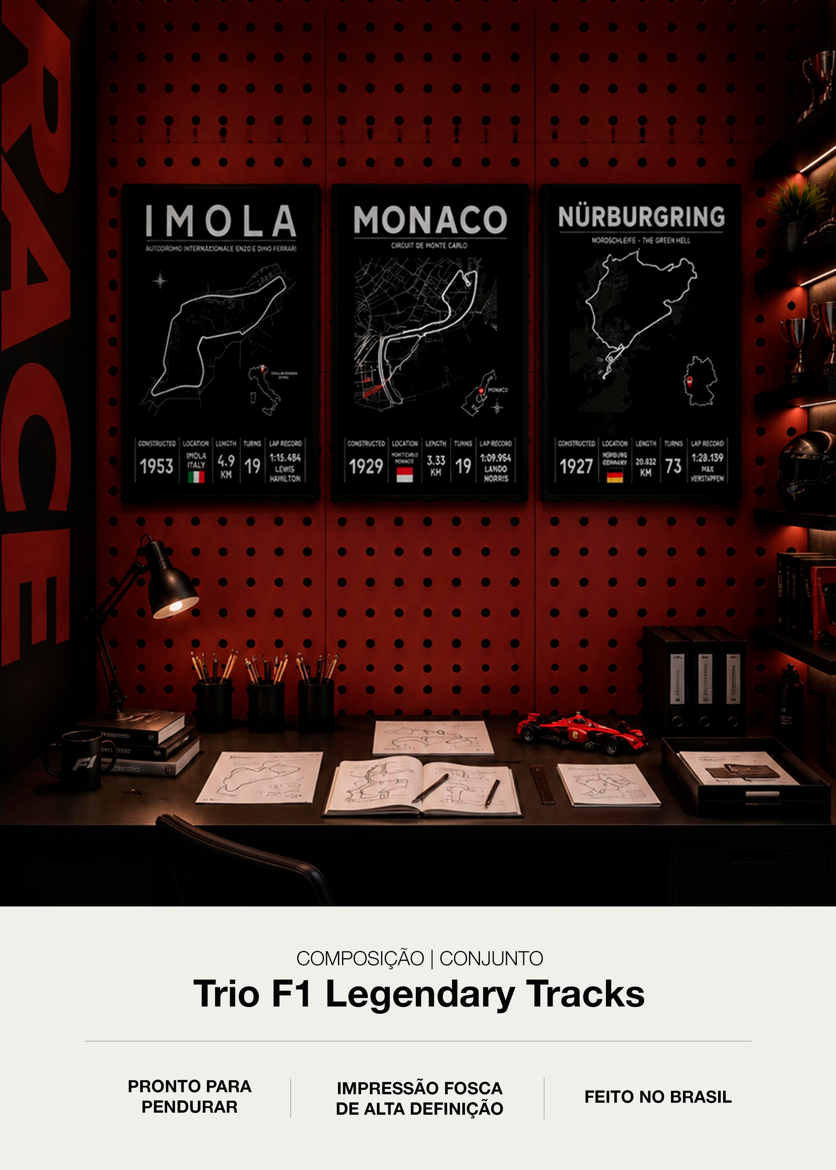 Trio de Quadros Formula 1 - Legendary Tracks
