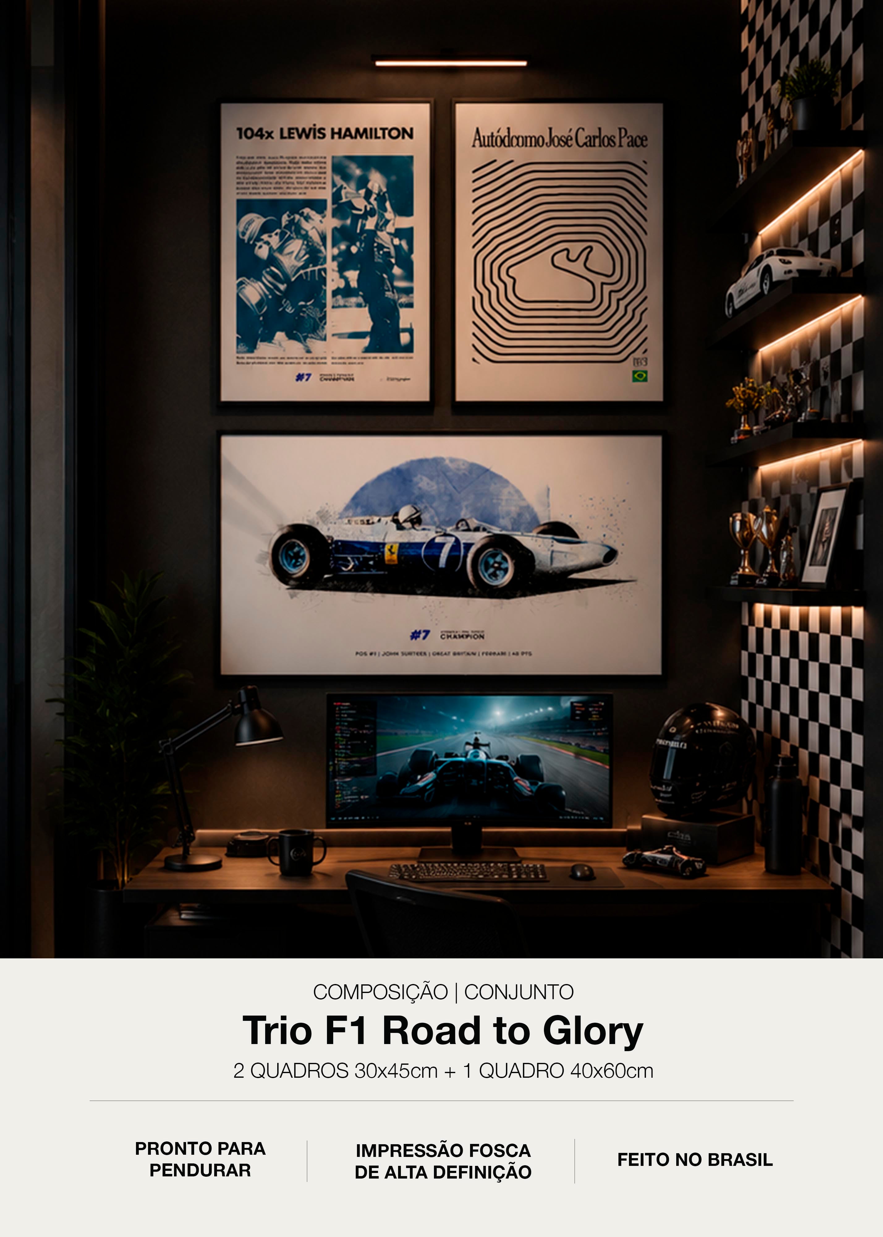 Trio de Quadros Formula 1 - Road to Glory