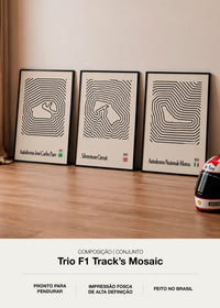 Trio de Quadros Formula 1 - Tracks Mosaic