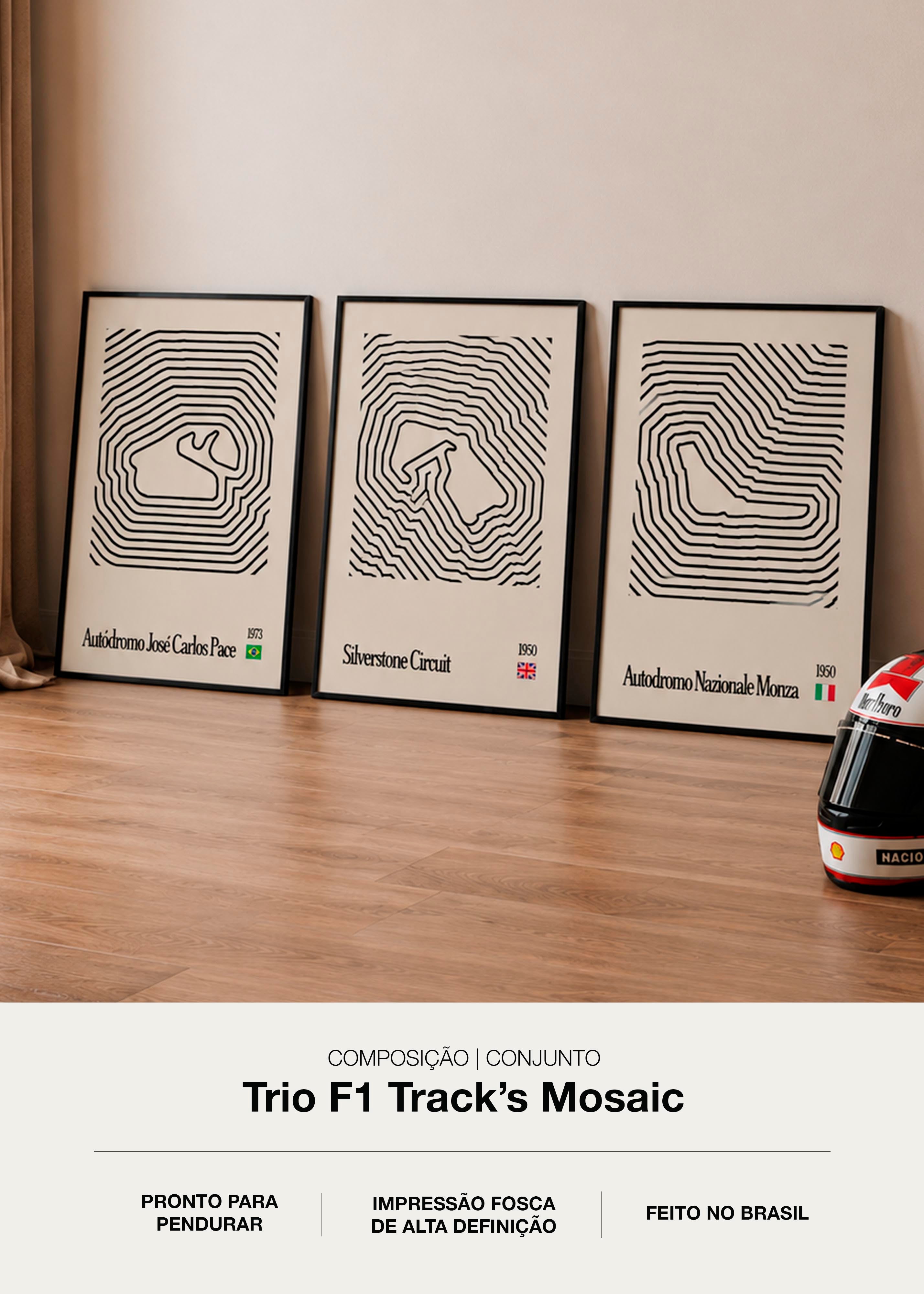 Trio de Quadros Formula 1 - Tracks Mosaic